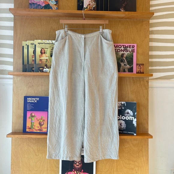 Eileen Fisher Beige Wide Leg Cropped Pants size L - Picture 7 of 10